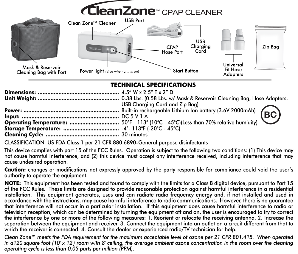 Clean Zone™ Instructions